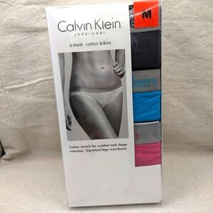 New Calvin Klein Women's 3-Pack Cotton Stretch Bikini Size M